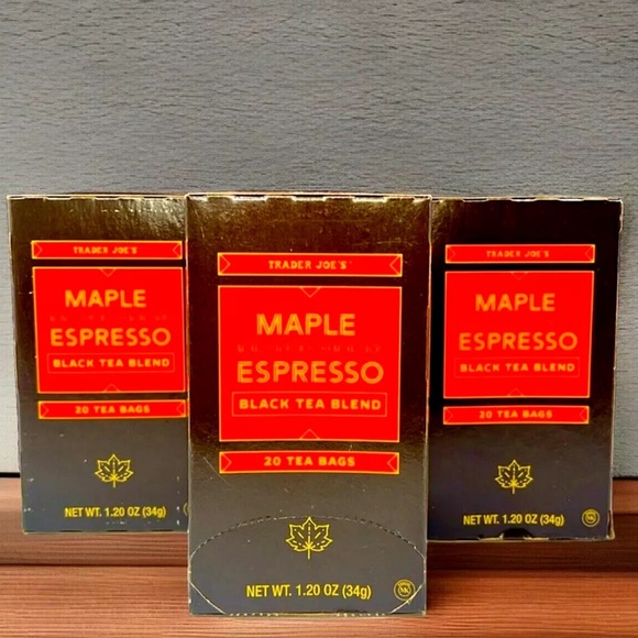 Trader Joe's MAPLE ESPRESSO Black Tea Blend 20 Tea Bags per box! - Picture 1 of 4